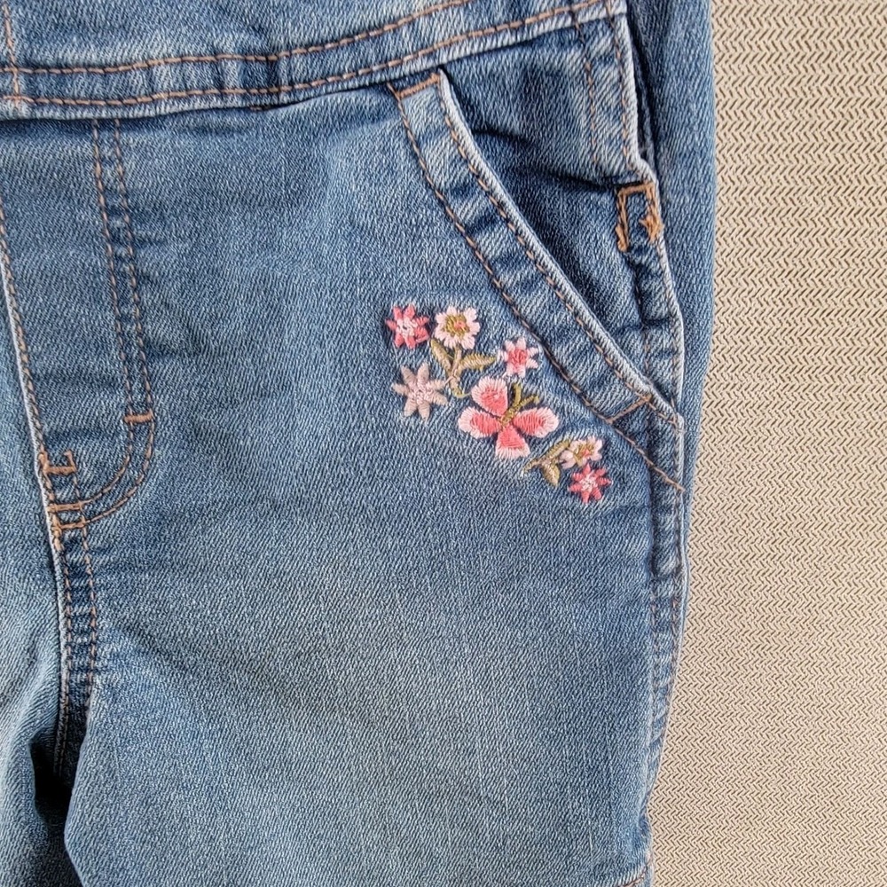 Osh Kosh B'Gosh Girls Short Overalls Vestback Embroidered Denim Shortall Size 4T - Picture 4 of 9